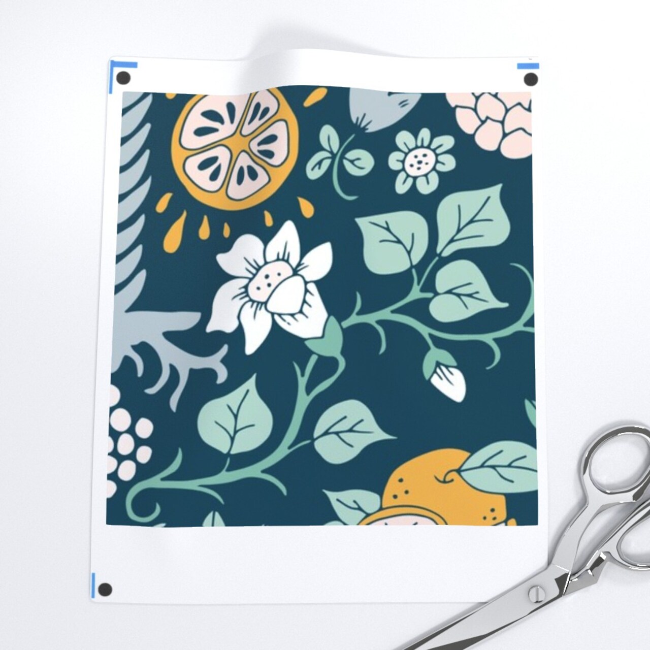 Orange Orchard Citrus Garden Damask Botanical Blue Teal Victorian Vintage Custom Removable Wallpaper by Spoonflower Peel & Stick Wallpaper 2FT Wide
